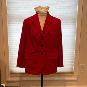 Red Ralph Lauren Women's Blazer Jacket - Classic Single-Breasted Style